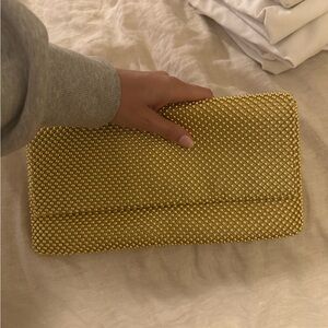 Gold/Ivory Beaded Clutch with strap
